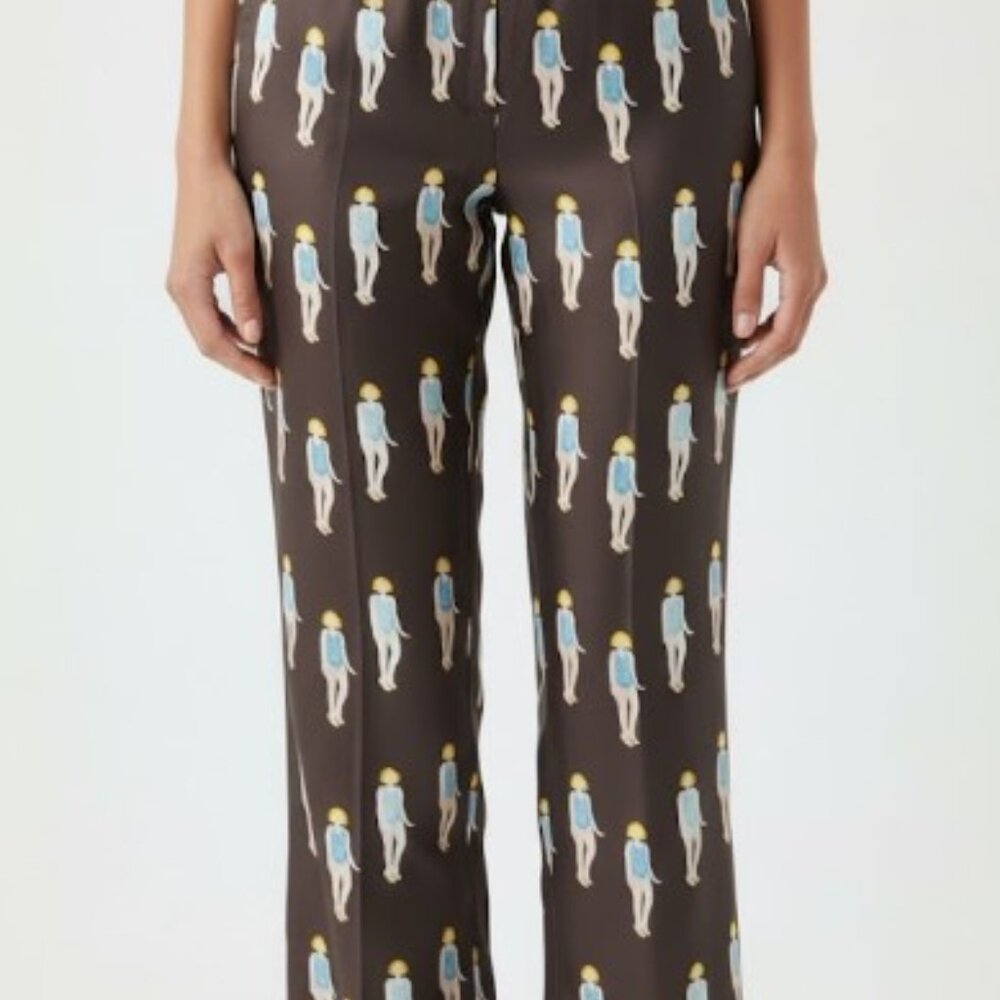 NWT Dondup Silk Pants Elastic Waist Button Front Lightness IT 42 US 6 Italian